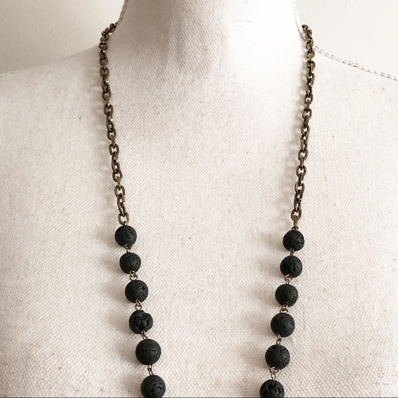 NWOT MARLYN SCHIFF Boho Tiny Chain Link Long Necklace with Black Leather Tassel - Picture 4 of 16